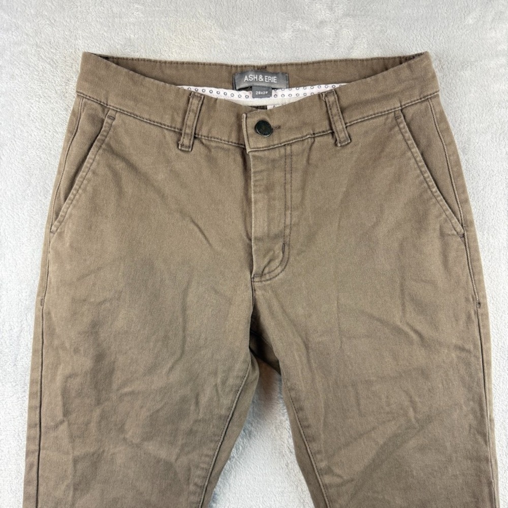 Ash & Erie Pants Mens 28x28 Brown Driftwood Washed Stretch Chino